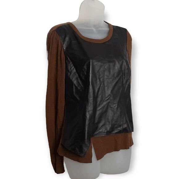 Lafayette 148 New York Black and Brown Crew Neck Sweater - Picture 2 of 6